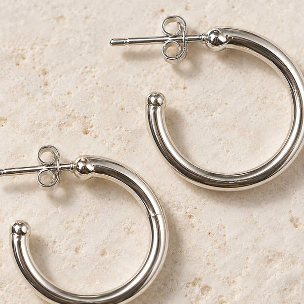 Fine Line Silver Hoops - PRIVA Fashion detail photo