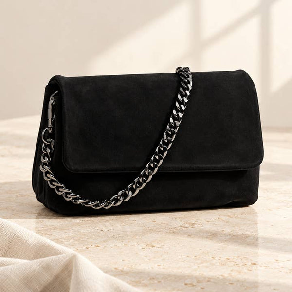 Elegant Black Chain Crossbody Bag - PRIVA Fashion styled photo