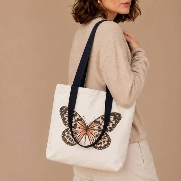 Butterfly Canvas Tote Bag - PRIVA Fashion model photo