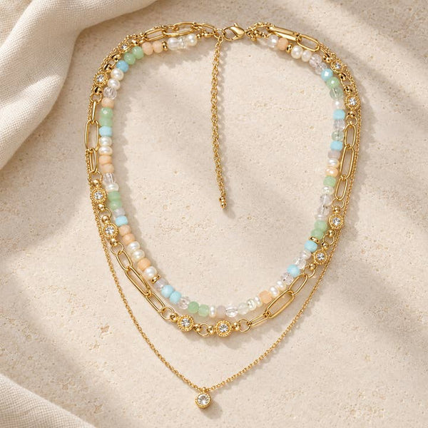 Golden Bloom Layered Necklace - PRIVA Fashion styled photo