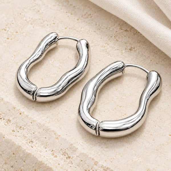 Liquid Silver Sculpted Hoops - PRIVA Fashion styled photo