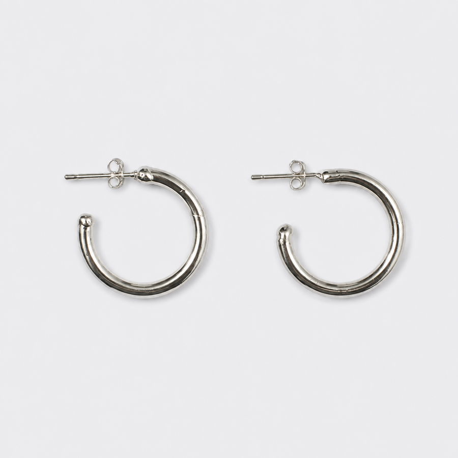 Fine Line Silver Hoops