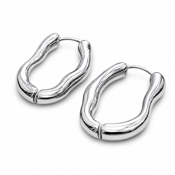 Liquid Silver Sculpted Hoops