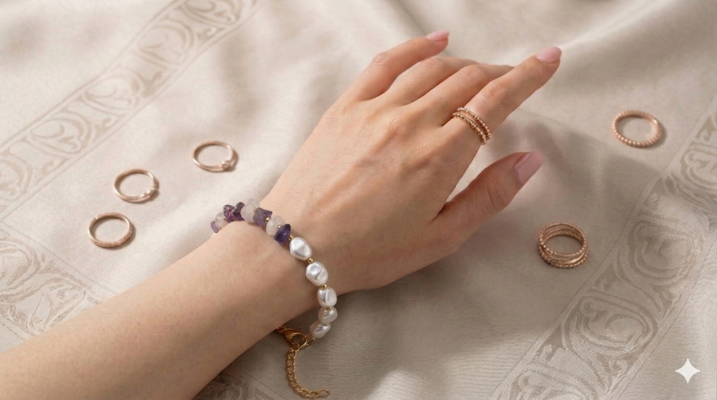 Amethyst Pearl Bracelet