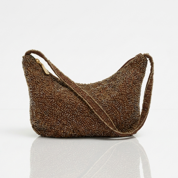 Embellished Crescent Hobo Bag