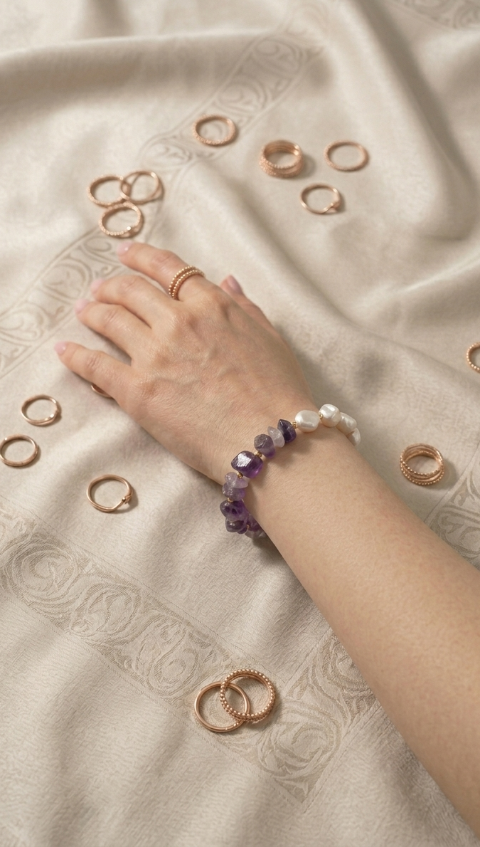 Amethyst Pearl Bracelet