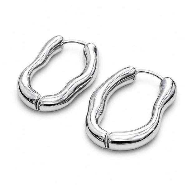 Liquid Silver Sculpted Hoops - PRIVA Fashion product photo