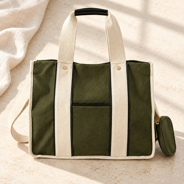 Olive Canvas Utility Tote - PRIVA Fashion styled photo