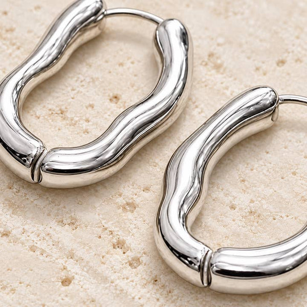 Liquid Silver Sculpted Hoops - PRIVA Fashion detail photo