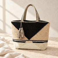 Geometric Woven Tassel Tote thumbnail 4