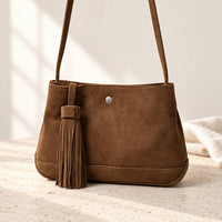 Cognac Leather Tassel Shoulder Bag thumbnail 4