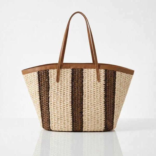 Woven Stripe Tote Bag - PRIVA Fashion product photo