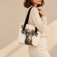Floral Deer Canvas Tote Bag thumbnail 1