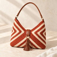Chevron Woven Hobo Shoulder Bag thumbnail 4