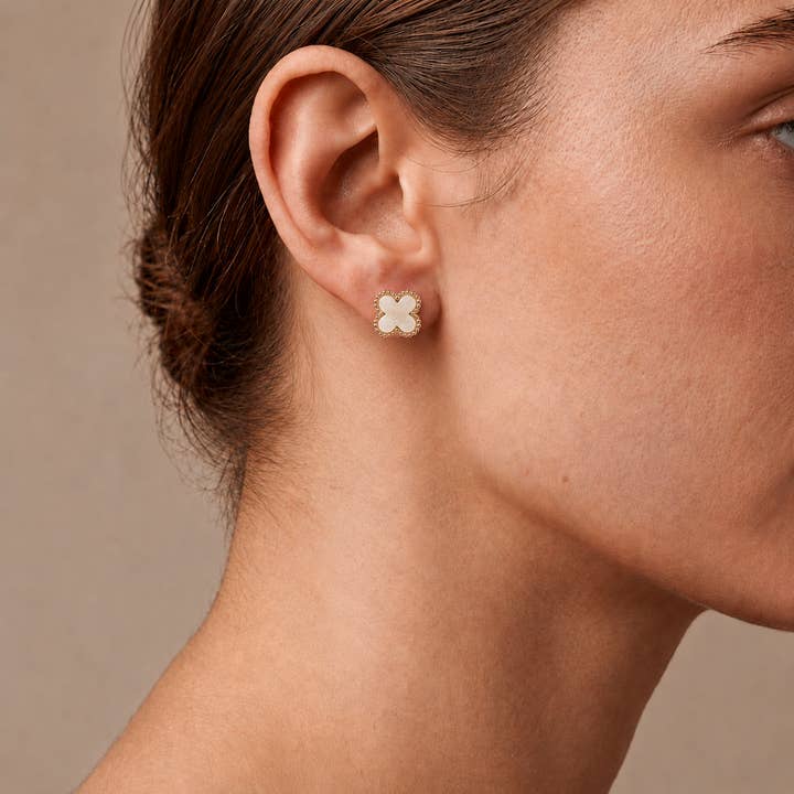 Mother-of-Pearl Studs - PRIVA Fashion model photo