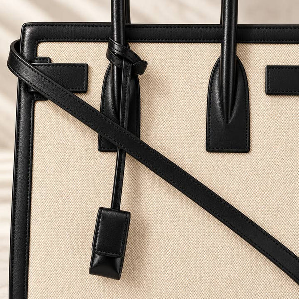 Timeless Black & Beige Tote Bag - PRIVA Fashion detail photo