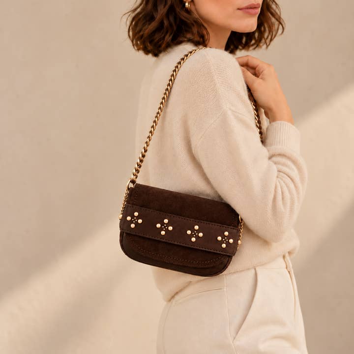 Heritage Stud Accent Shoulder Bag - PRIVA Fashion model photo
