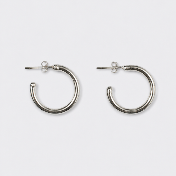 Fine Line Silver Hoops