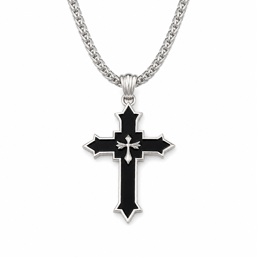 Midnight Violet Gothic Cross Necklace