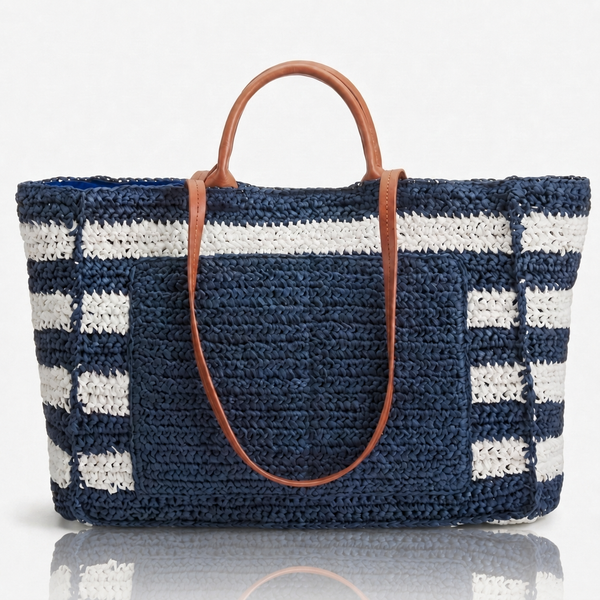 Luxe Navy Woven Tote