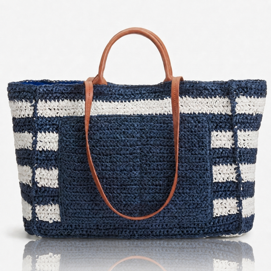 Luxe Navy Woven Tote