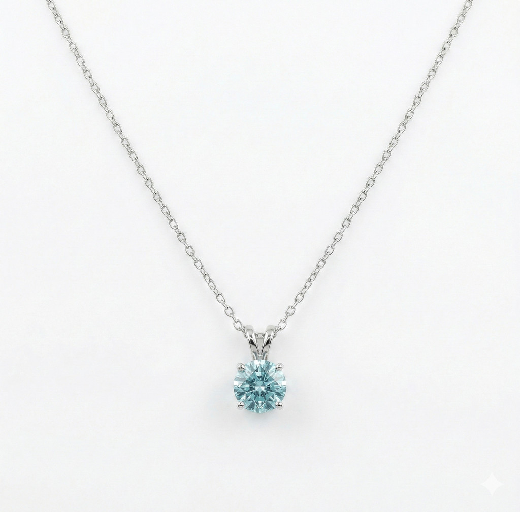 Ice Blue Crystal Pendant Necklace