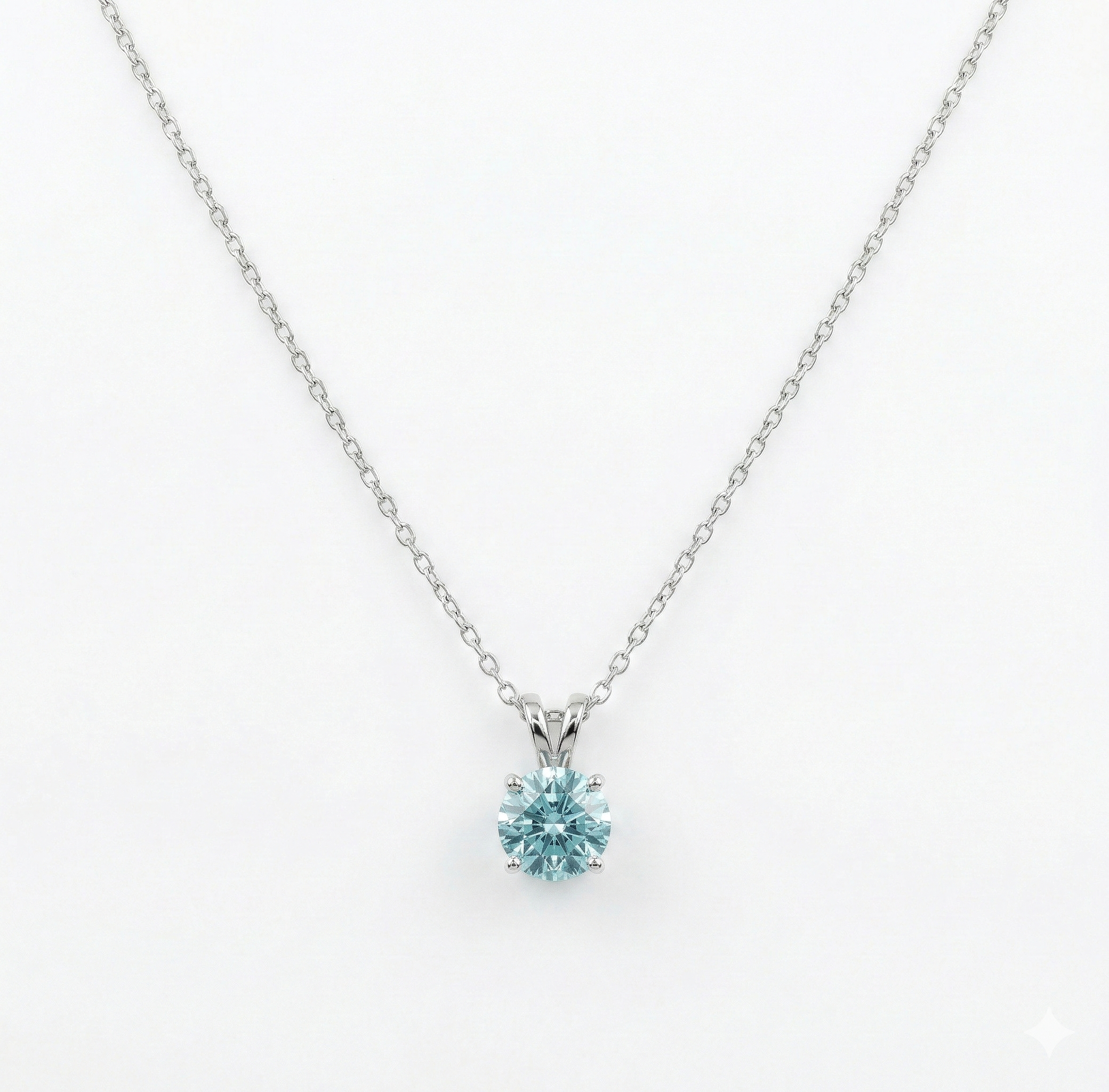Ice Blue Crystal Pendant Necklace