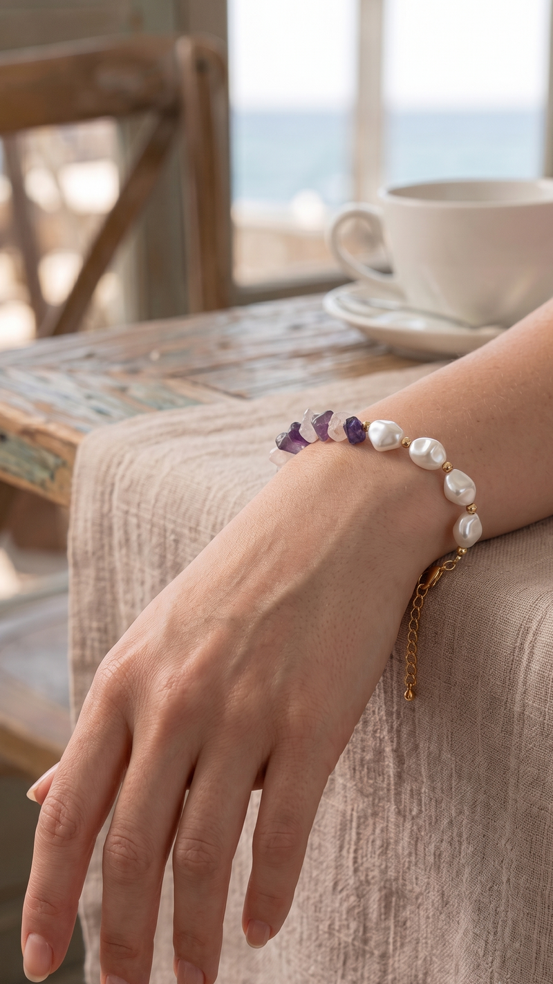 Amethyst Pearl Bracelet