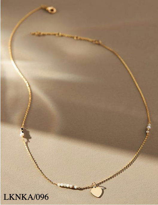 Golden Heart Pearl Charm Necklace