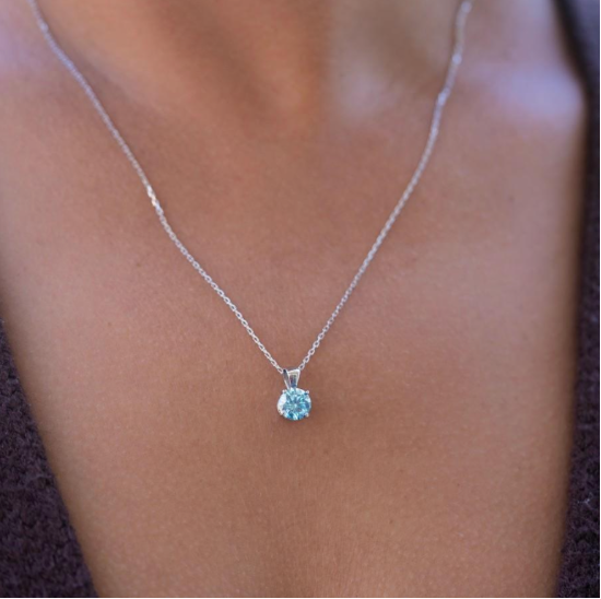Ice Blue Crystal Pendant Necklace