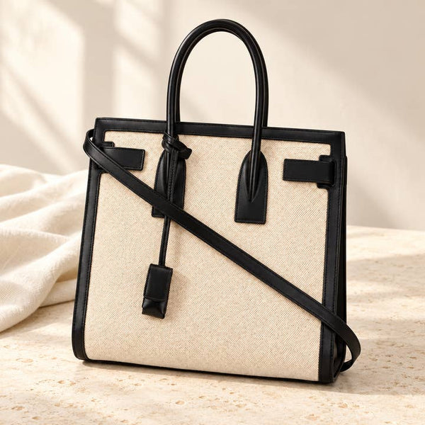 Timeless Black & Beige Tote Bag - PRIVA Fashion styled photo