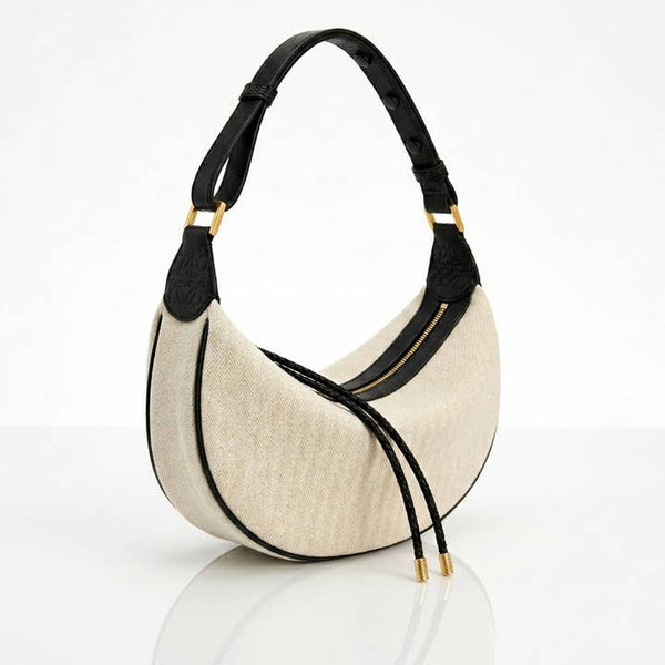 Crescent Leather Shoulder Bag - PRIVA Fashion product photo