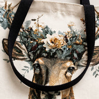 Floral Deer Canvas Tote Bag thumbnail 3