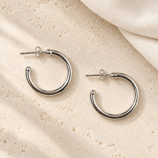 Fine Line Silver Hoops - PRIVA Fashion styled photo