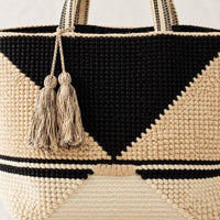 Geometric Woven Tassel Tote thumbnail 3