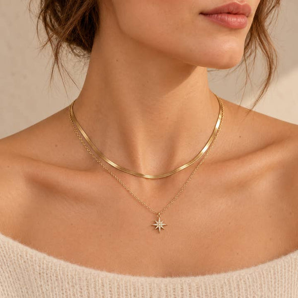 Star Burst Necklace - PRIVA Fashion model photo